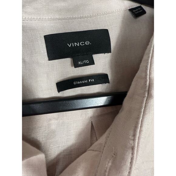 Vince 100% Linen Short Sleeve Button Up Shirt Light Pink XL - Picture 5 of 5